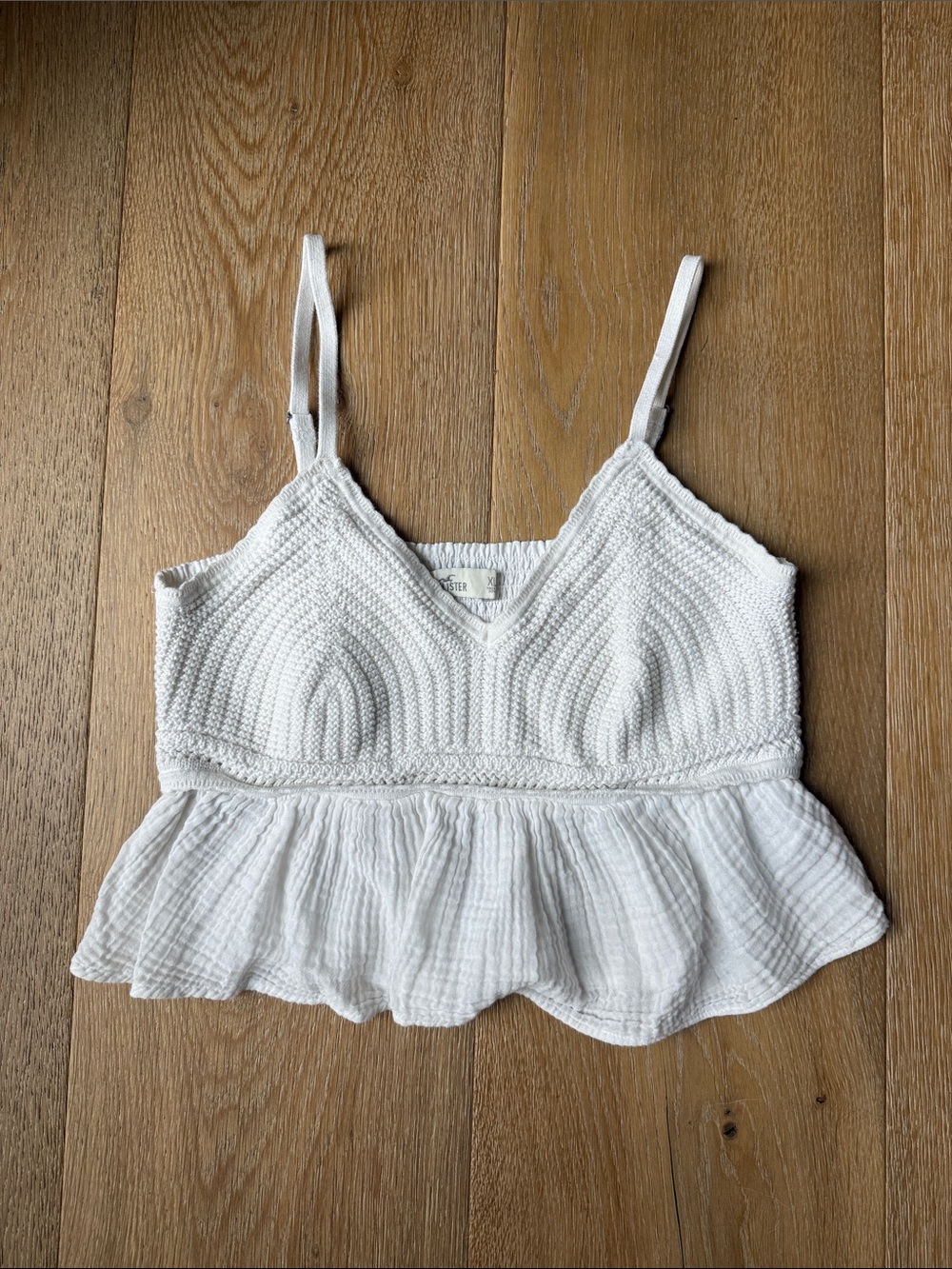 Hollister White Textured Smocked Top